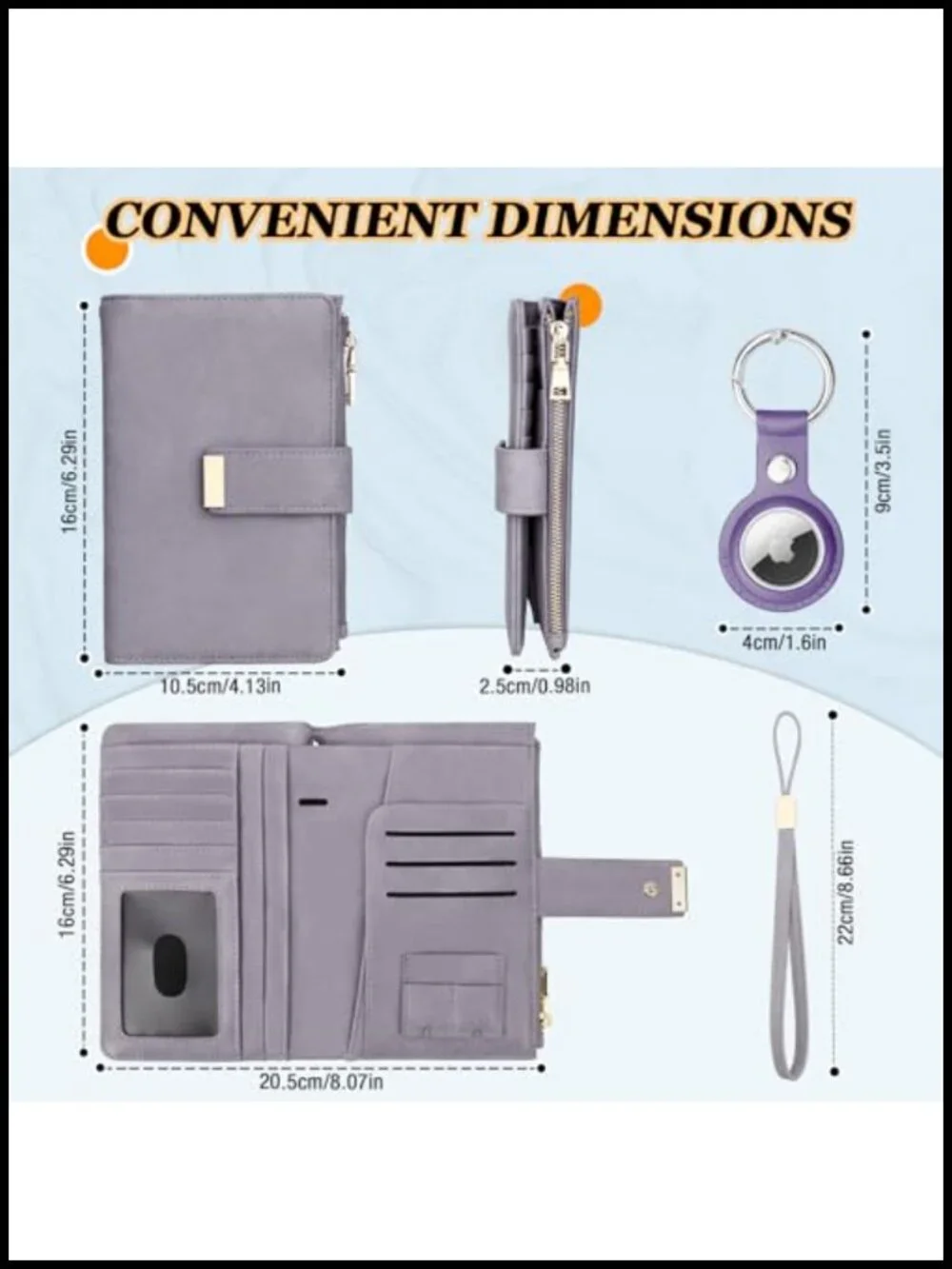 PU Leather Passport Holder with RFID Blocking & Airtag Slot for Travel